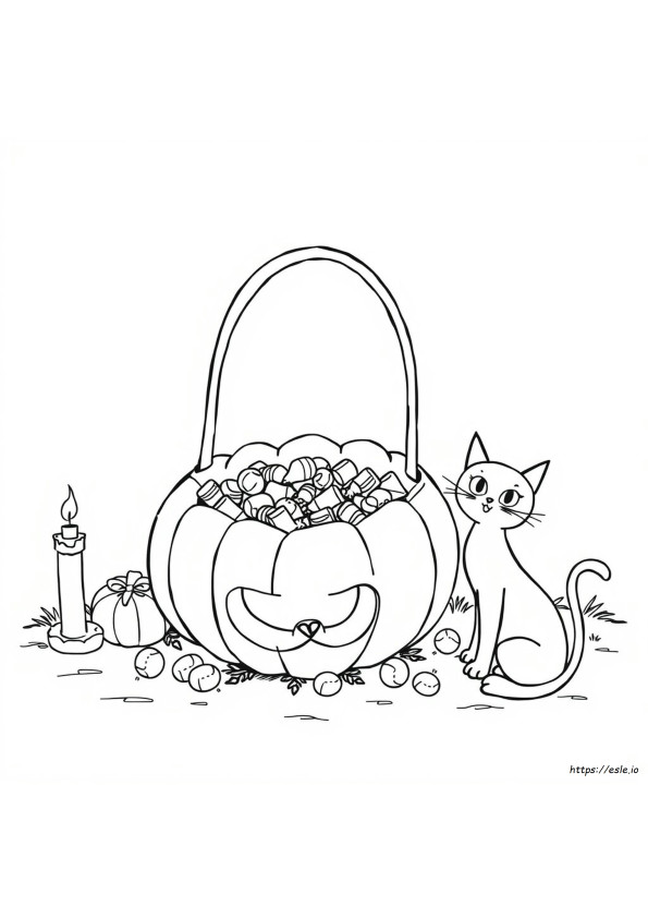 Coș De Halloween De Colorat