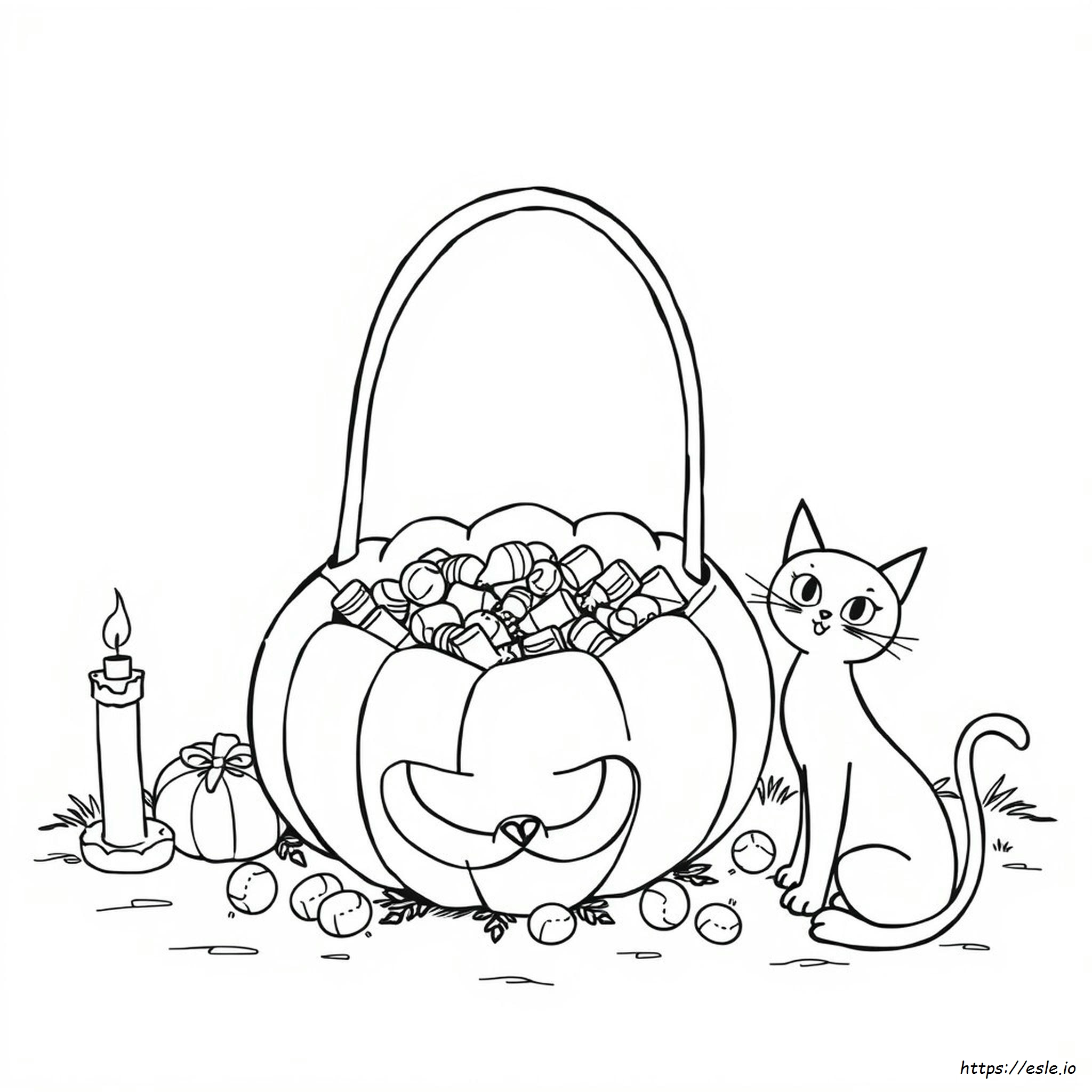 Halloween Basket Coloring Page