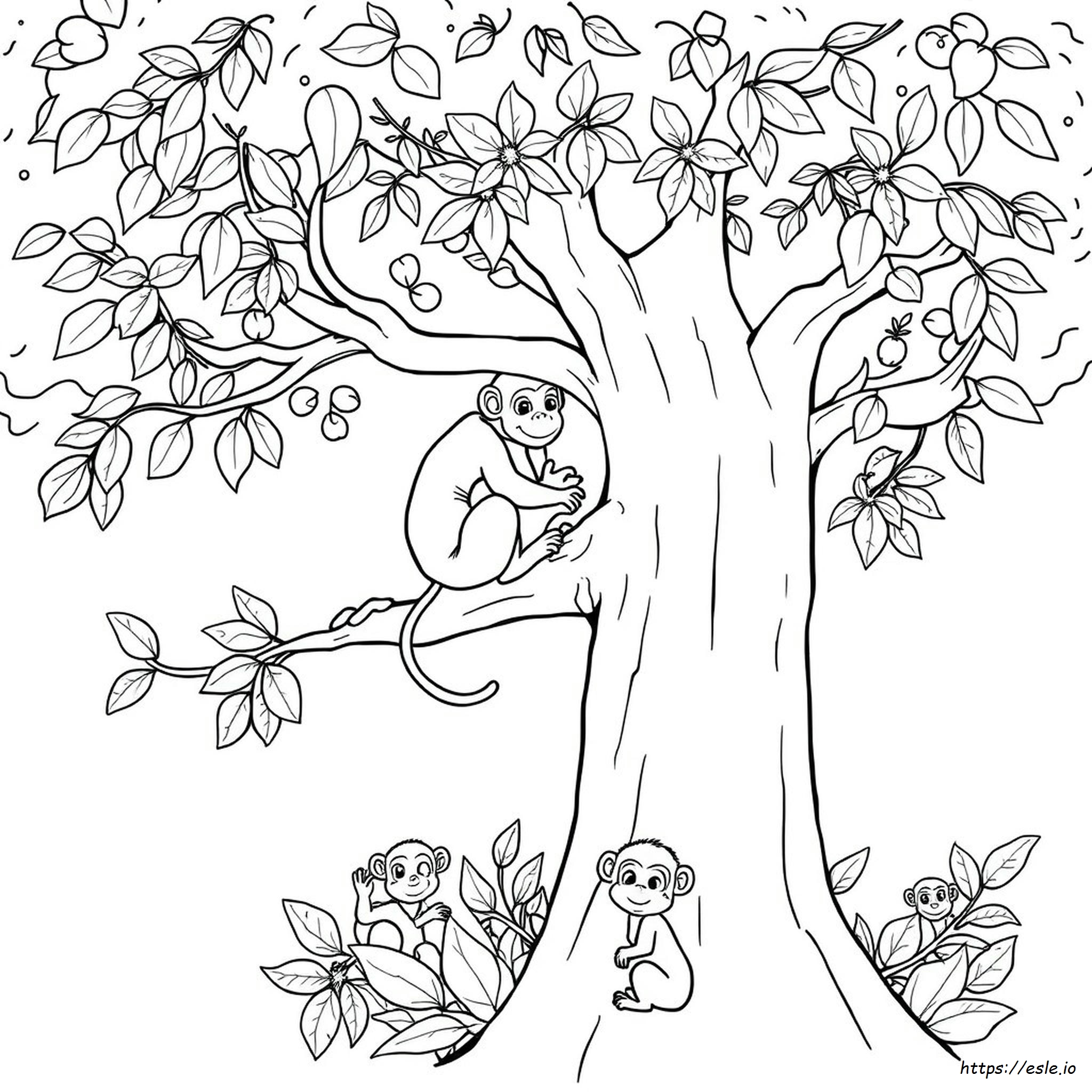 Monkey In A Tree Coloring Page