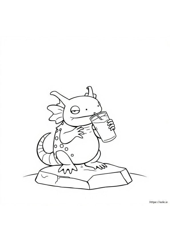Axolotl Che Beve Boba - Disegno Da Colorare