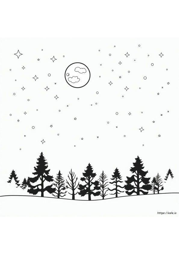 Coloriage Ciel Nocturne, À Imprimer