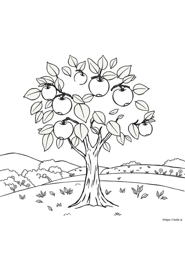 Árbol De Manzanas Para Colorear Gratis