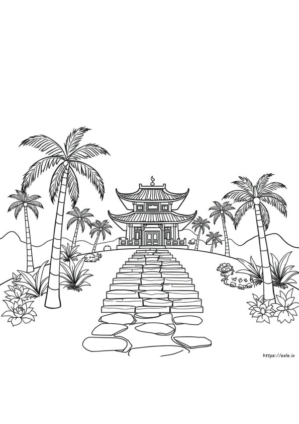 Chinese Temple Coloring Page