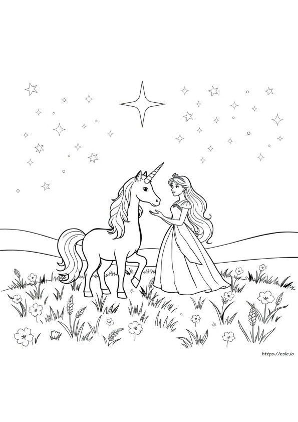 Unicorn Princess Colouring Pages