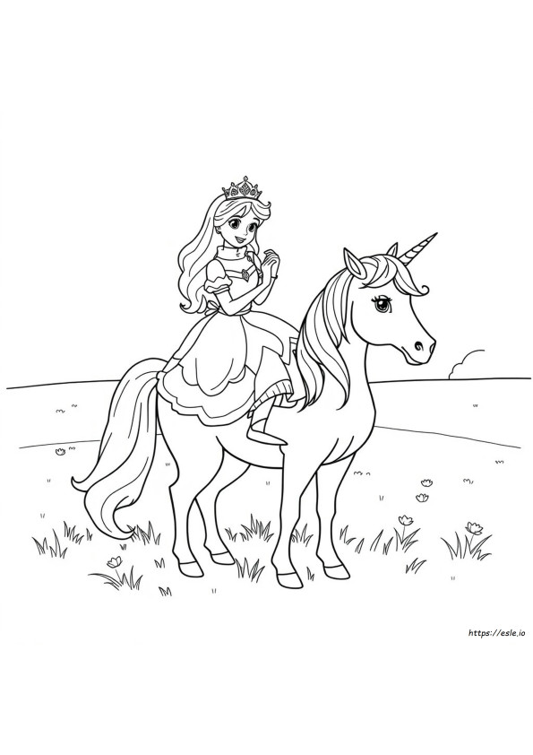 Princess And Unicorn Coloring Pages