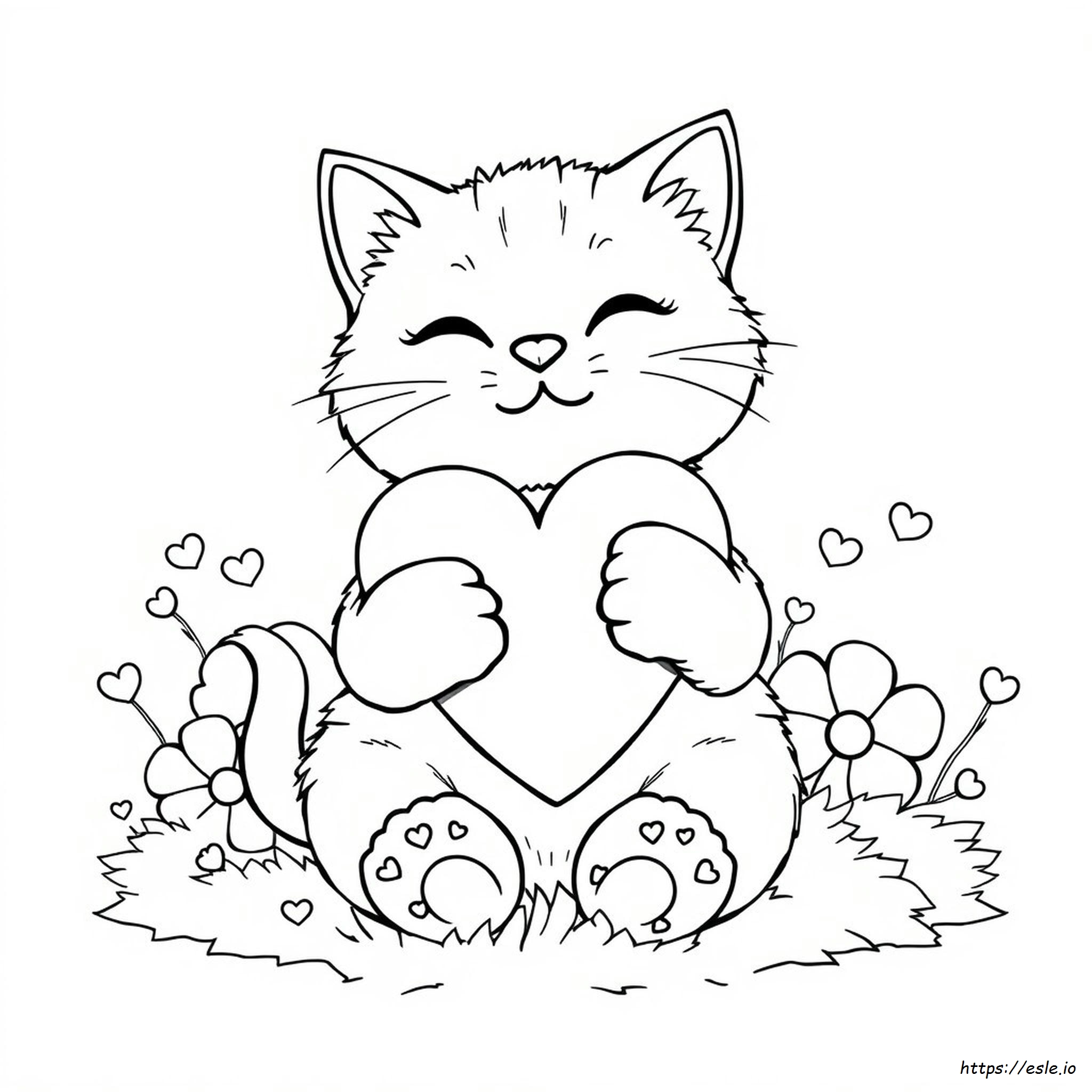 Cat Heart Coloring Pages