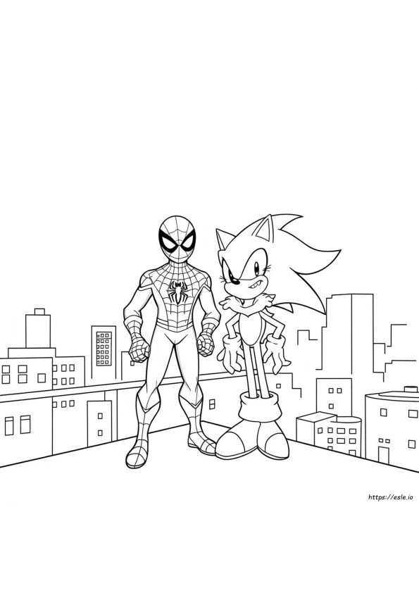 Spiderman Sonic Coloring Pages
