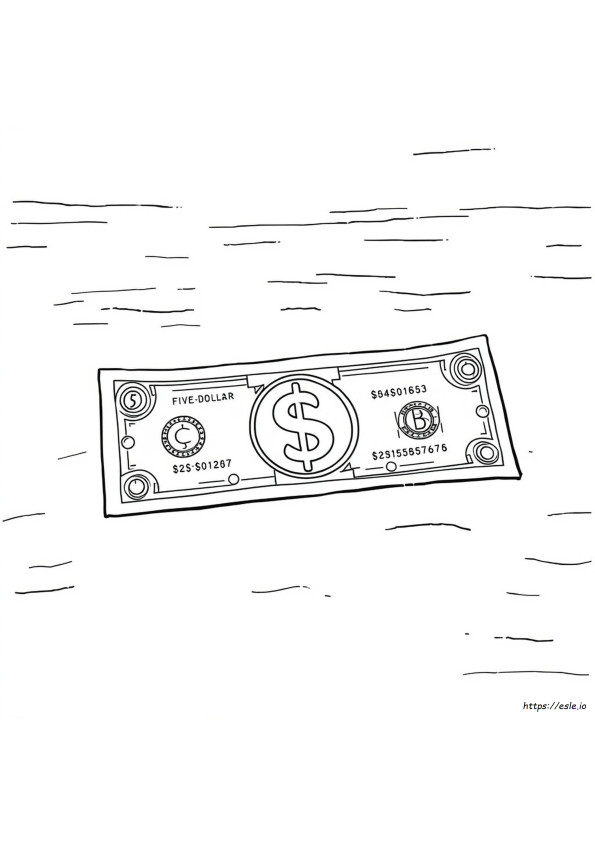 Kolorowanka Pięciodolarowy Banknot