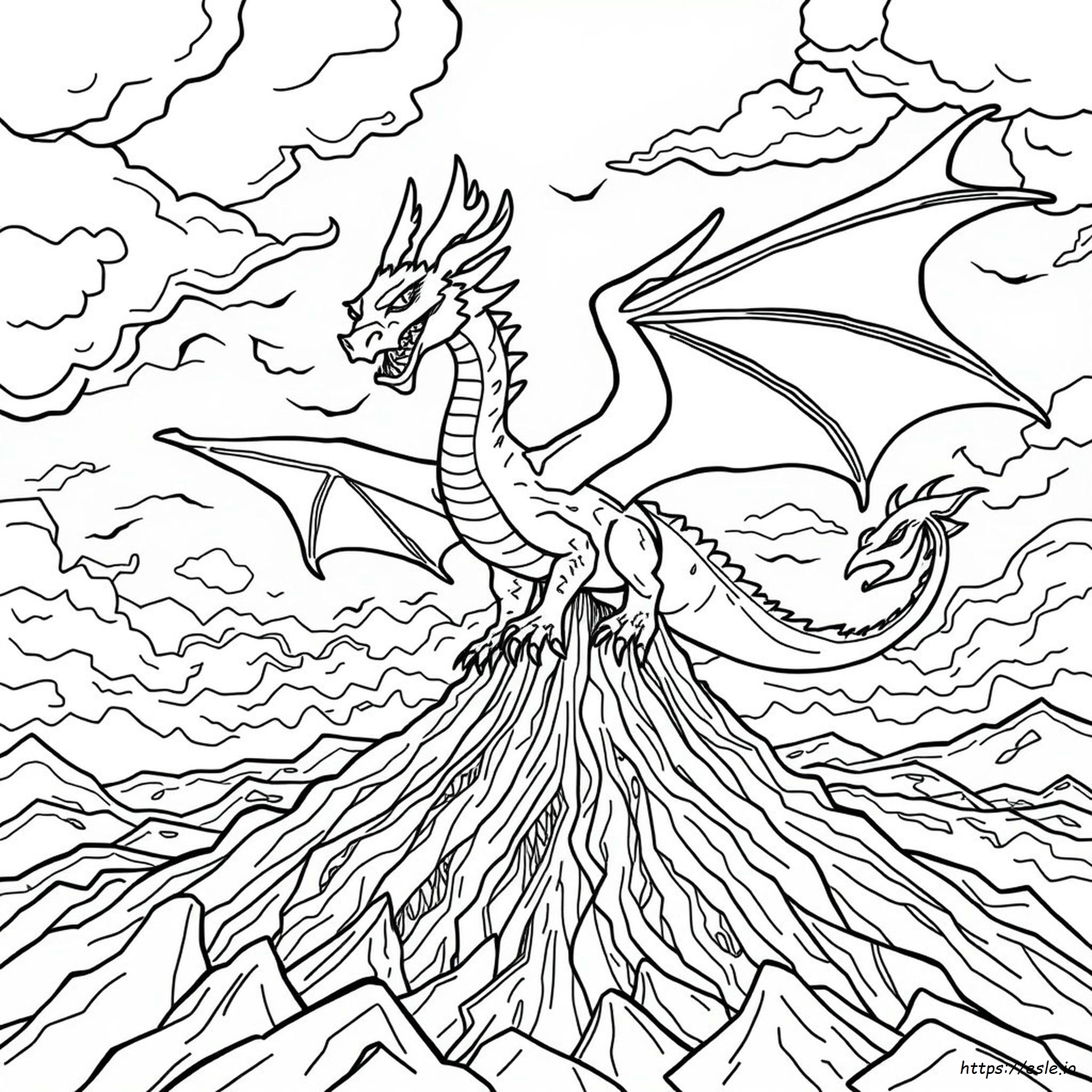 Fire Dragon Scary Realistic Dragon Coloring Pages