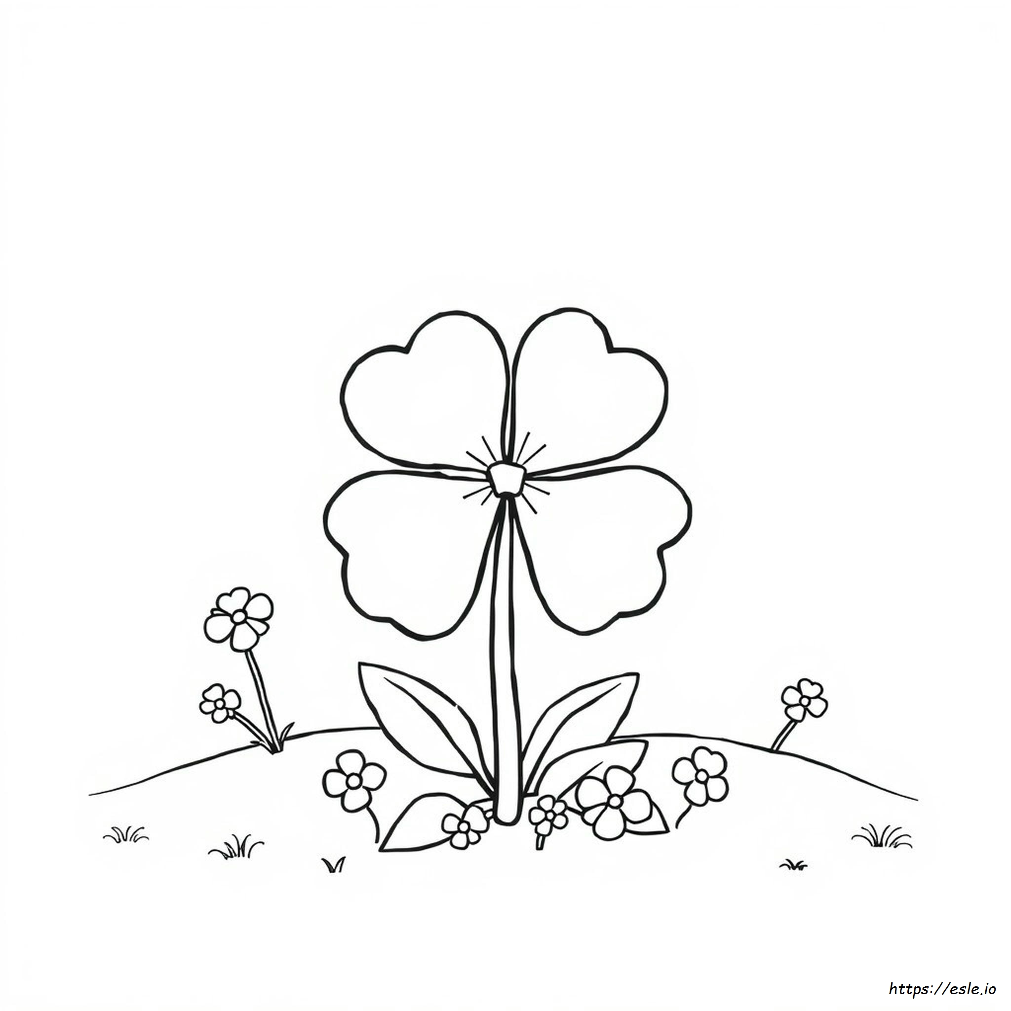 4 Leaf Clover Coloring Page Free