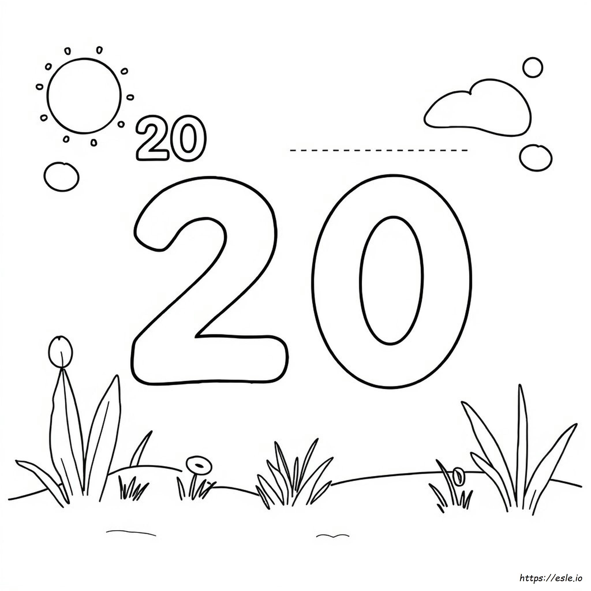 Coloring Number 20 Worksheet