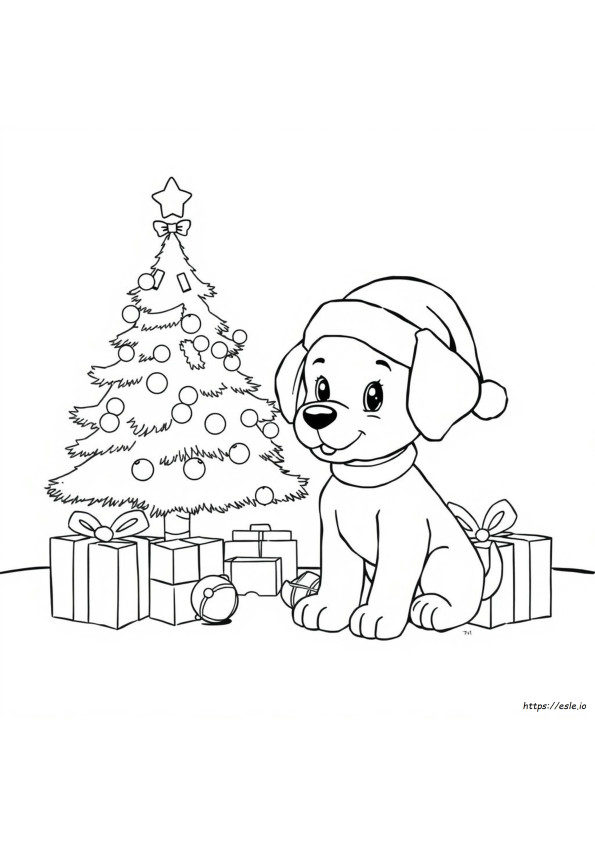 Christmas Puppy Colouring In