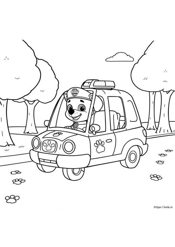Mașina De Poliție Paw Patrol De Colorat