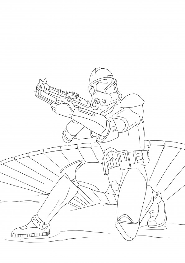 Dibujo de Stormtrooper en acción para colorear gratis para imprimir o descargar