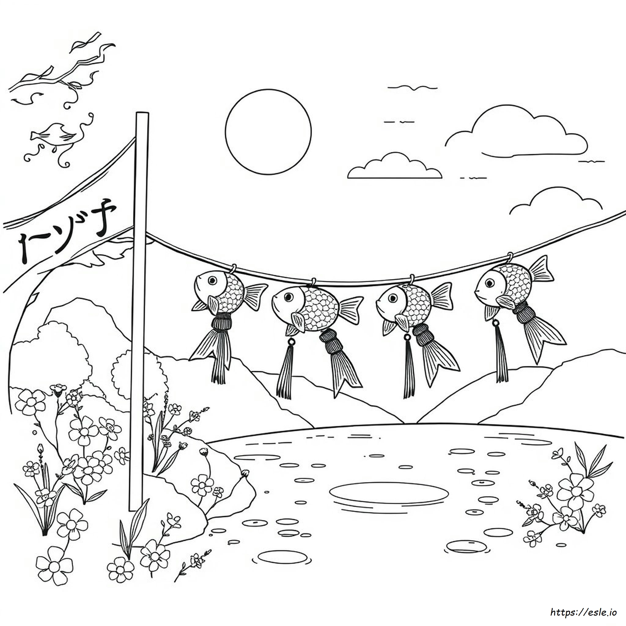 Koinobori Para Colorear