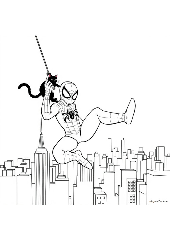 ブラックキャット スパイダーマン ぬりえ