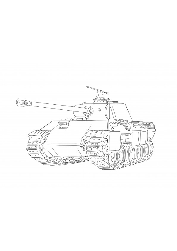 子供向けの簡単でシンプルなぬりえ用の無料印刷可能なパンサー戦車