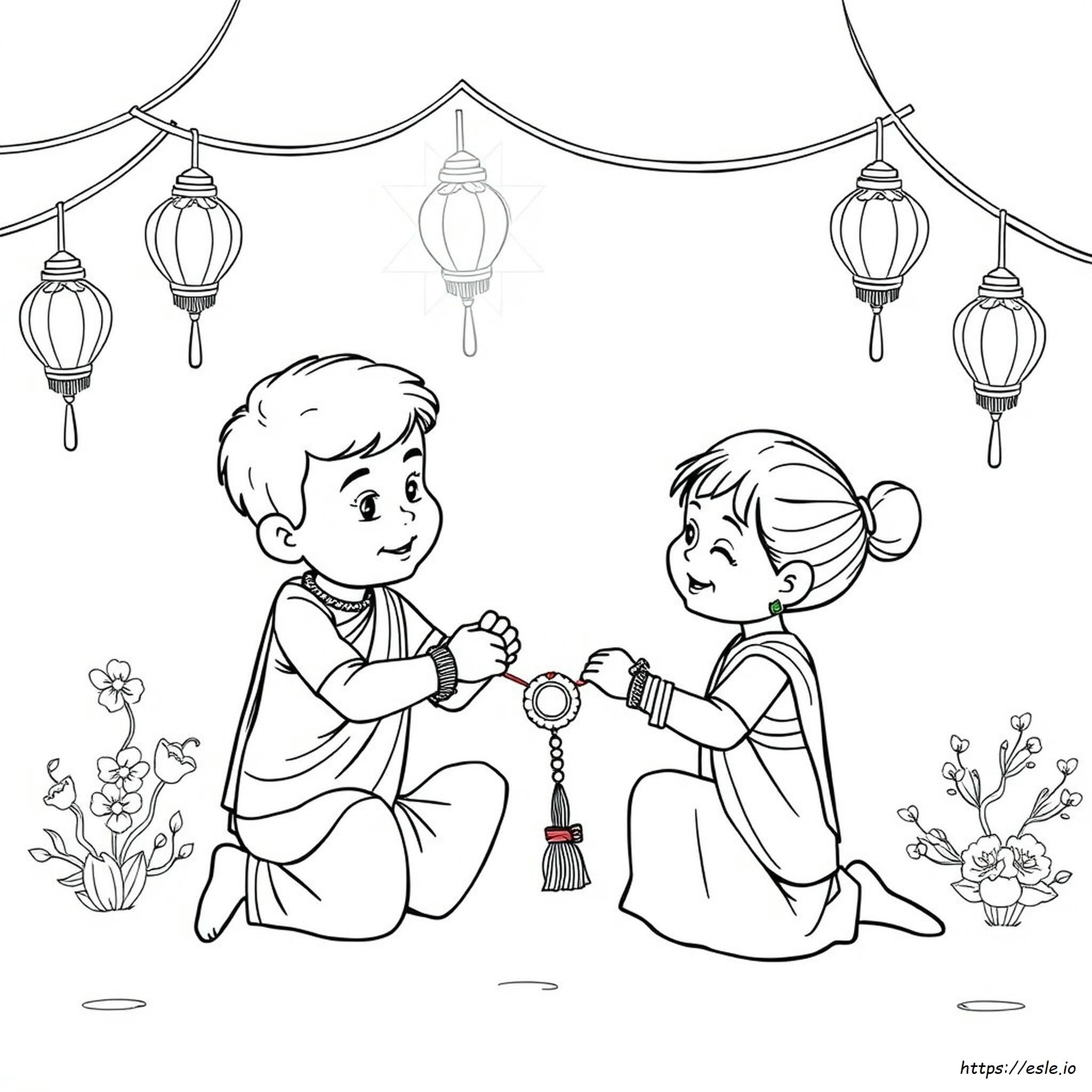 Raksha Bandhan Gambar Mewarnai