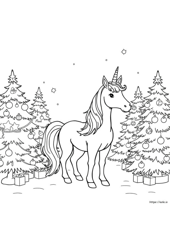 Christmas Unicorn Coloring Pages