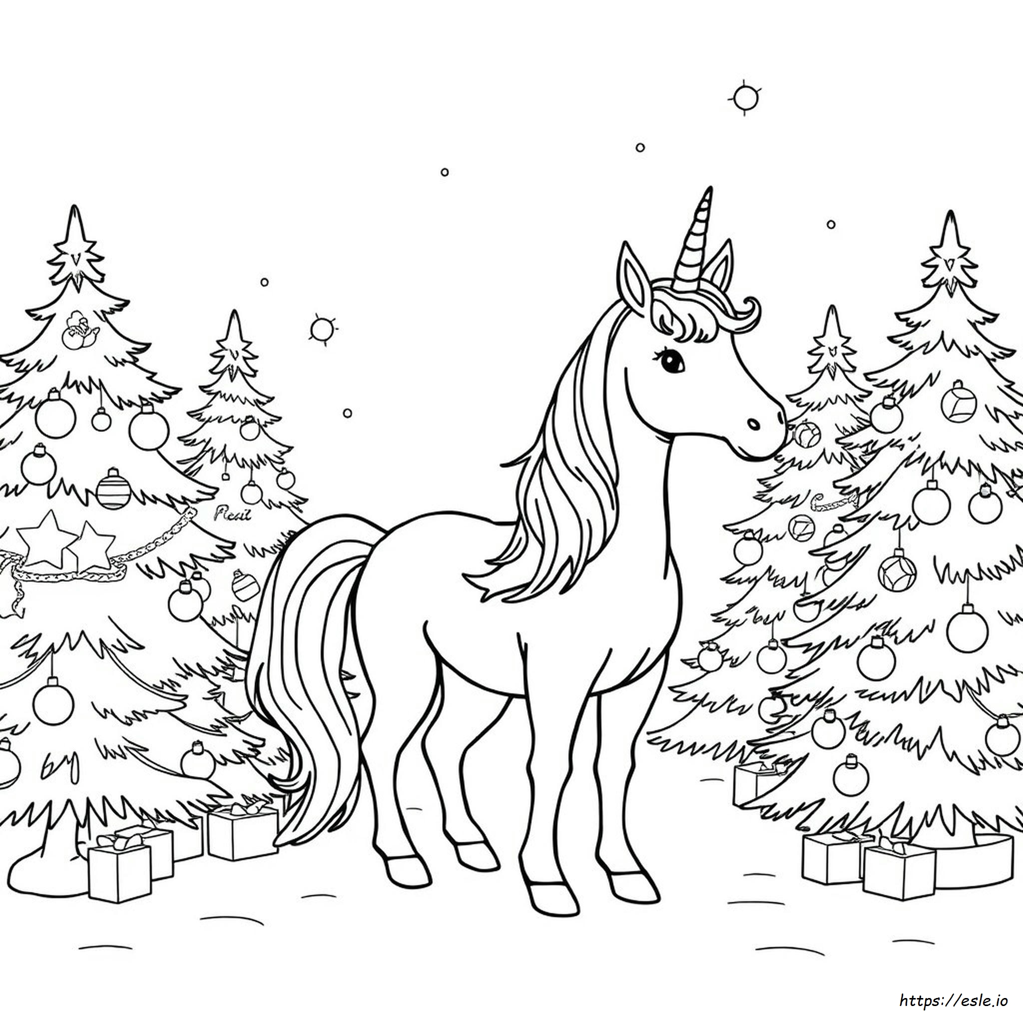 Unikorn Natal Gambar Mewarnai