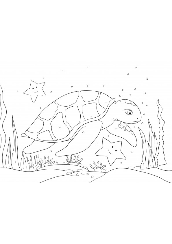 Imagine de colorat țestoasă de mare gratuită de imprimat și ușor de colorat