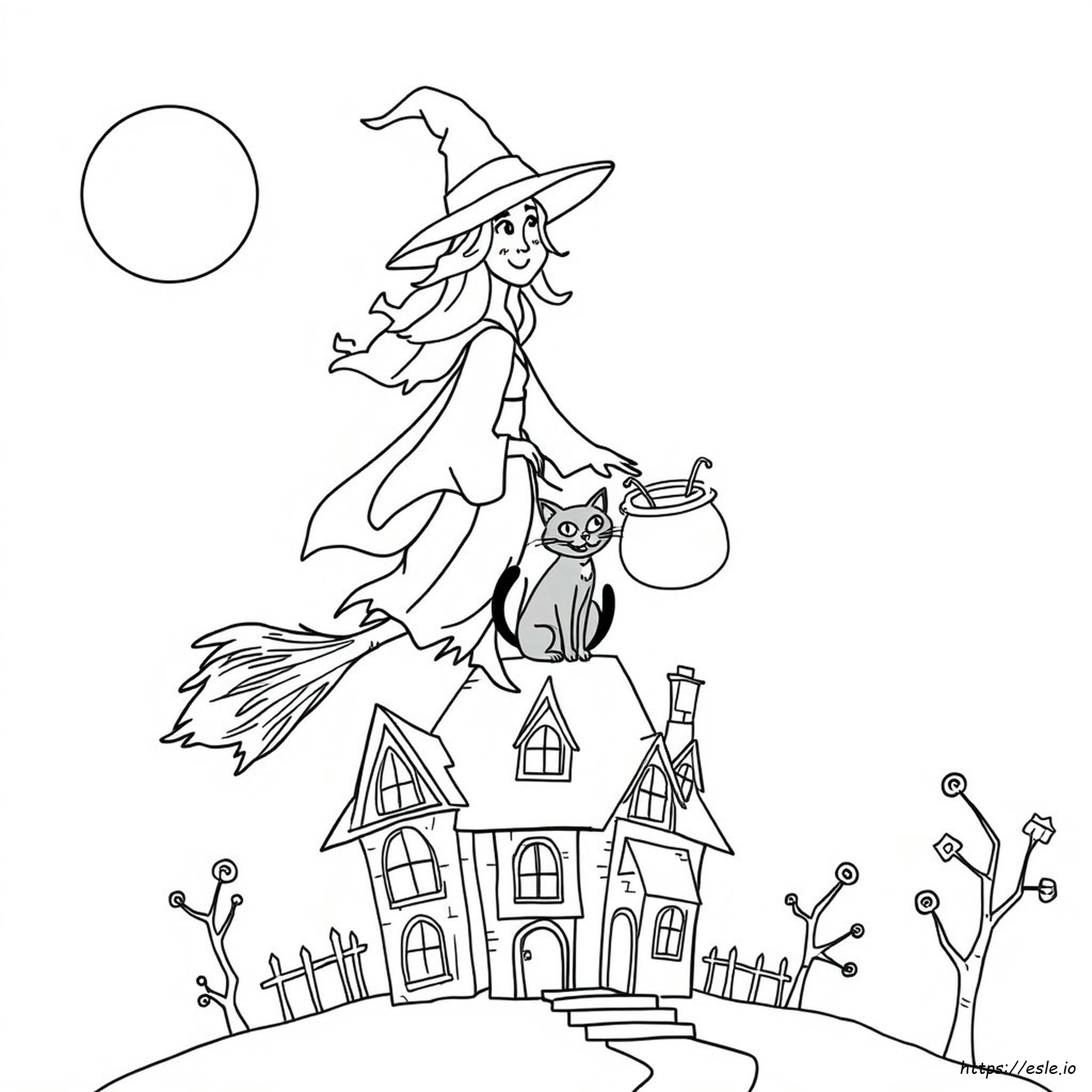 Pagina Da Colorare Strega Di Halloween Spaventosa