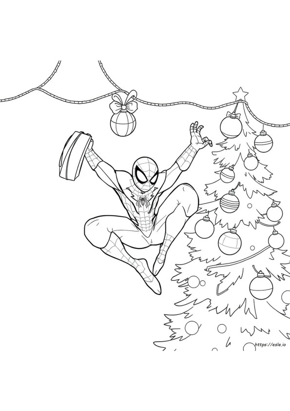 Spiderman Christmas Coloring Sheet