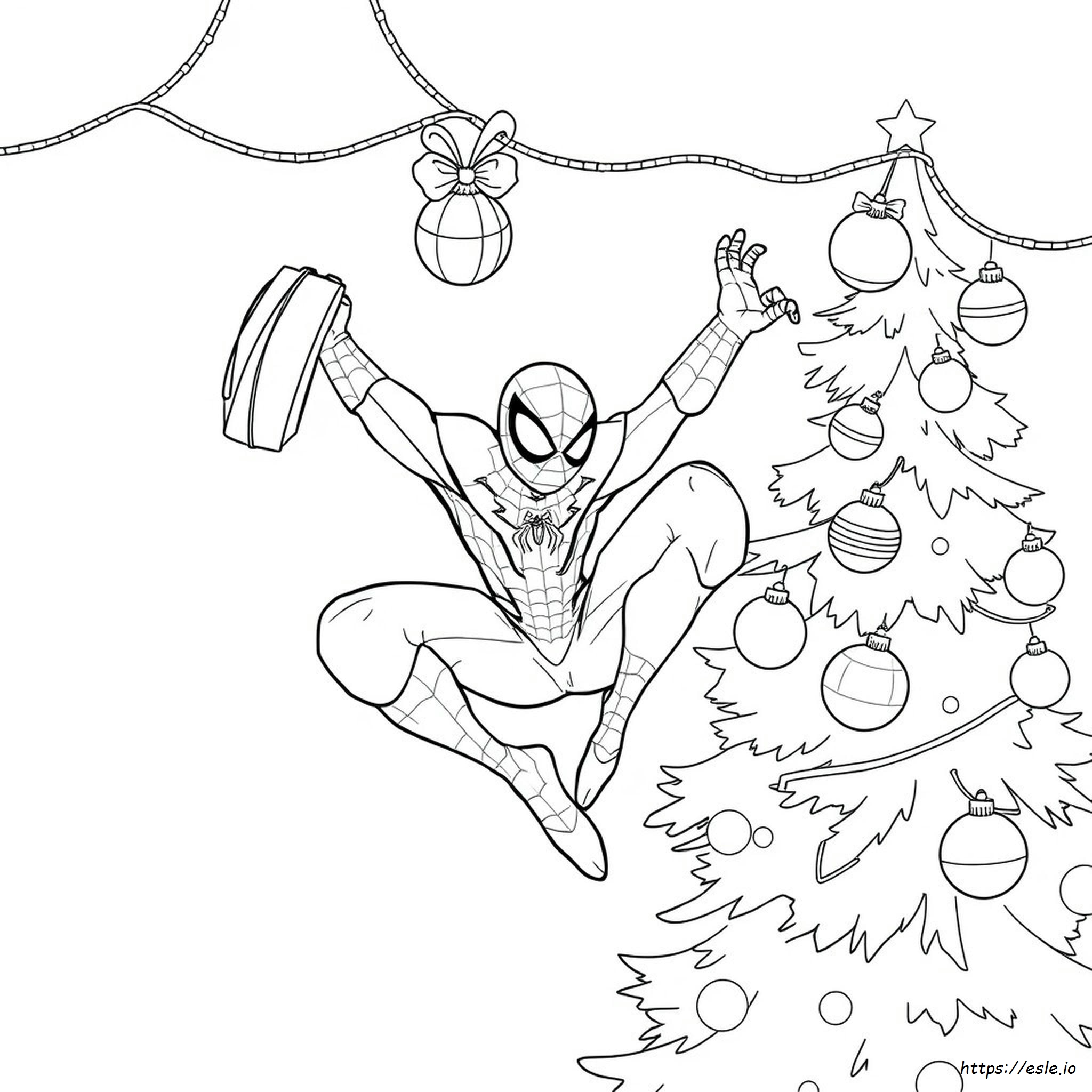 Spiderman Natal Lembar Mewarnai