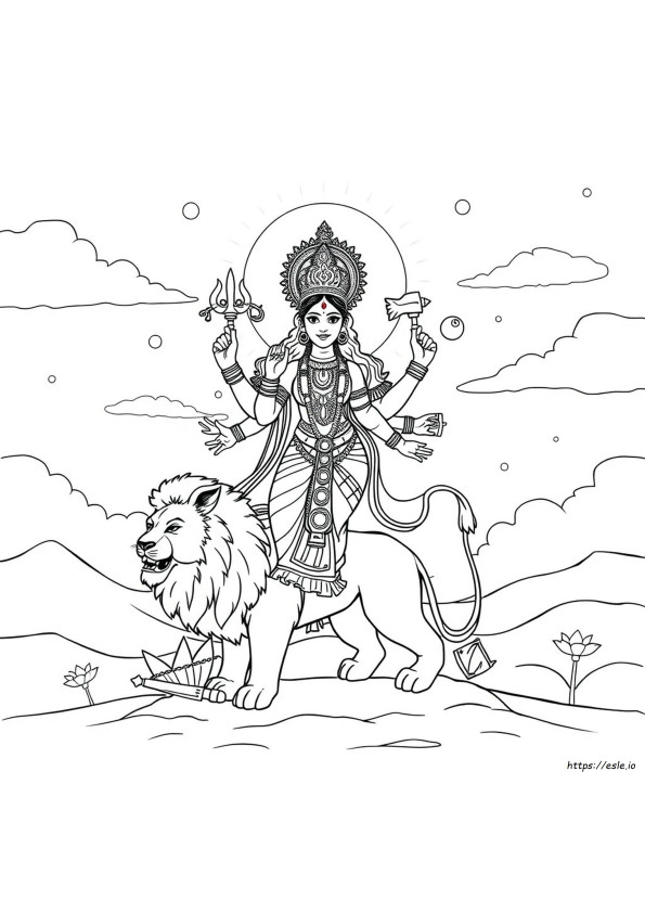 Drawing Durga Maa Colouring Pages
