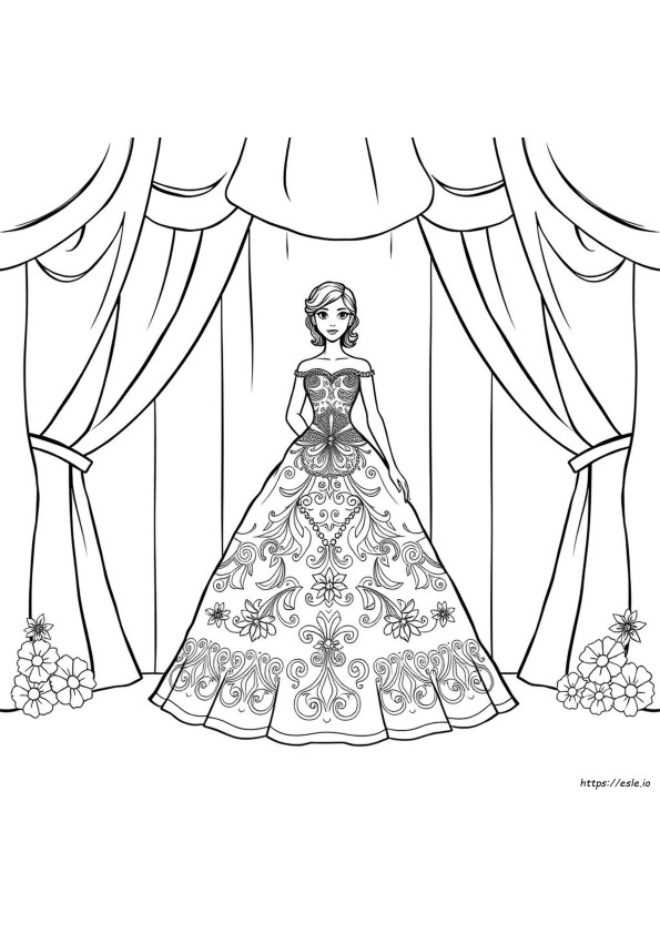 Printable Ball Gown Dress Coloring Pages