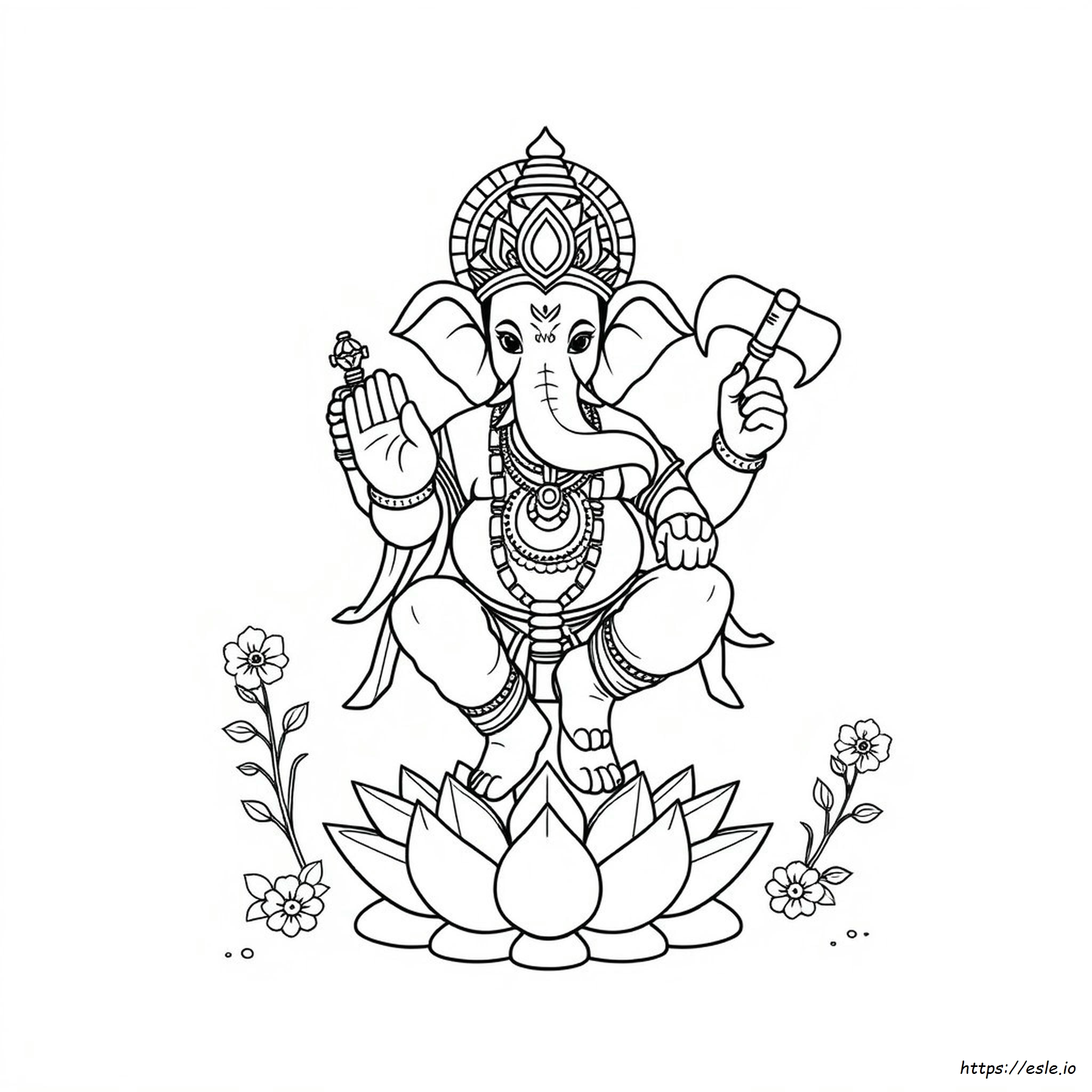 Halaman Mewarnai Ganpati Yang Dapat Dicetak