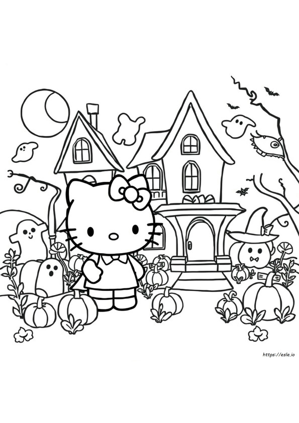 Hello Kitty Haloween Coloring Pages