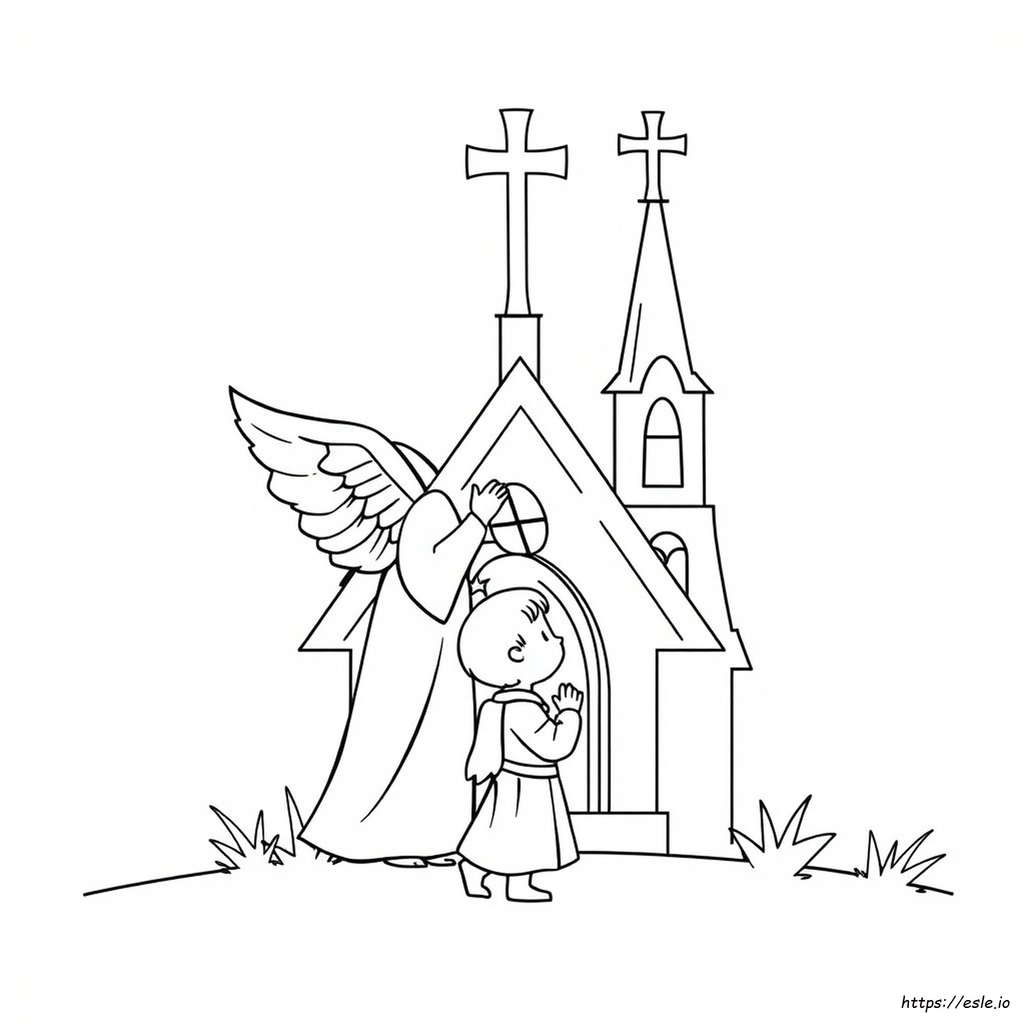Catholic Guardian Angel Coloring Page