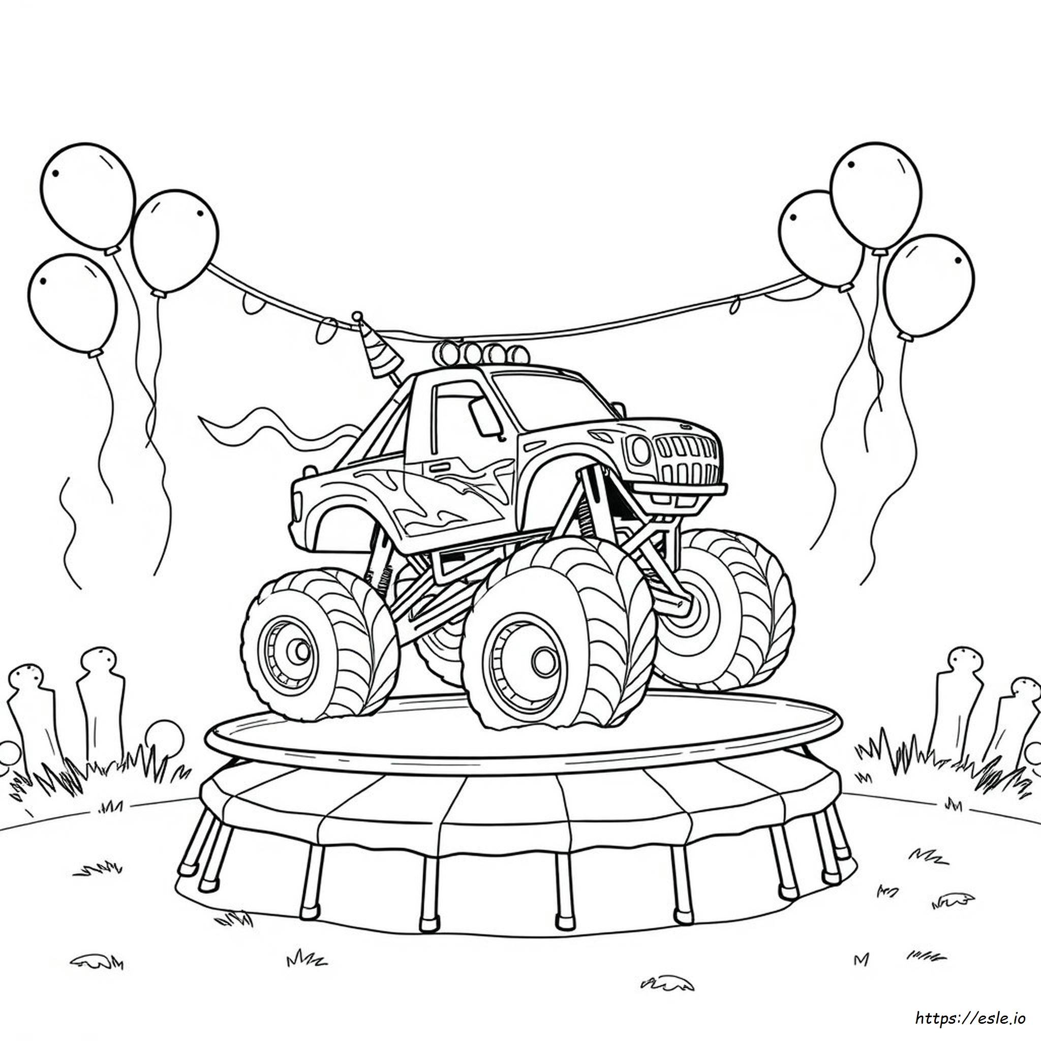 Monster Truck Birthday Coloring Page