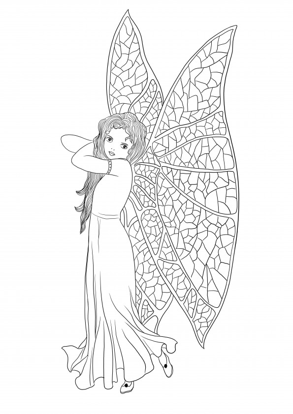 Vintage fairy coloring picture to download and color for free