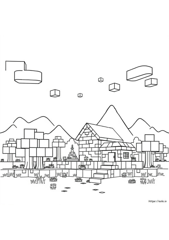 Minecraft World Coloring Page