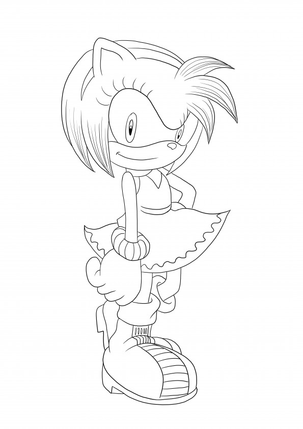 Coloriage gratuit à imprimer Amy Rose est en colère contre Sonic