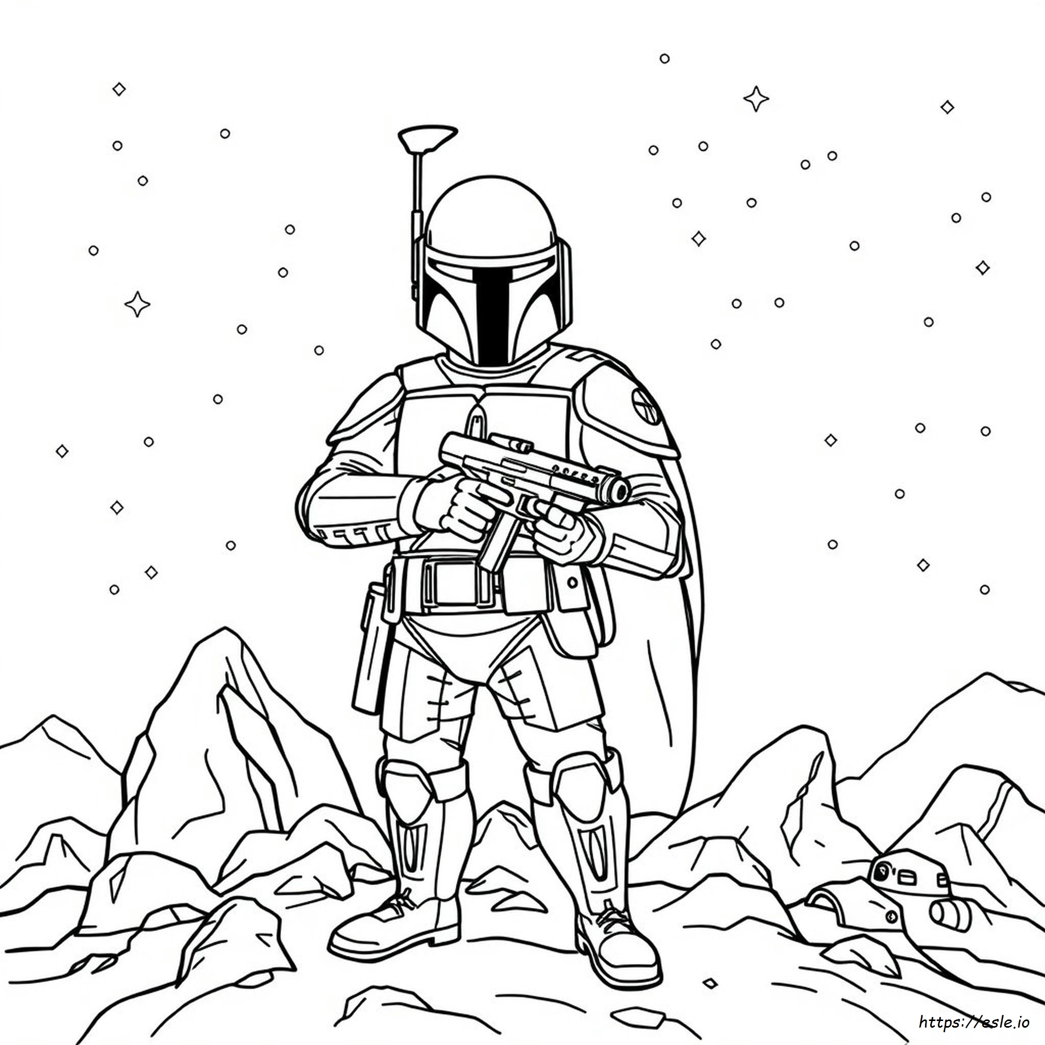 Coloriage Casque Boba Fett