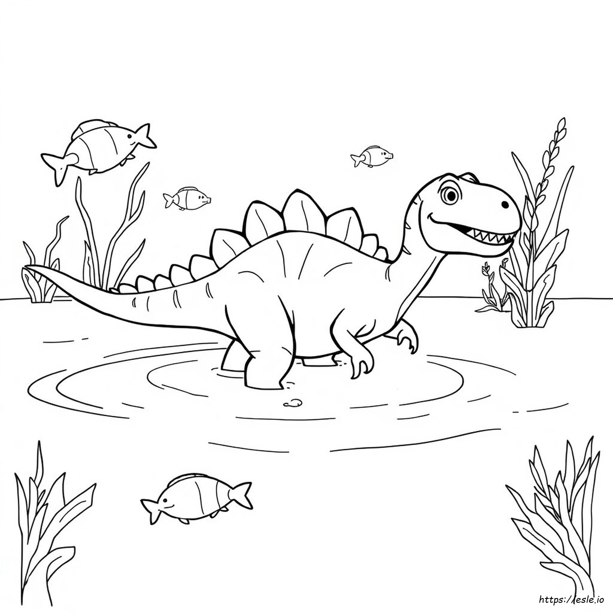 Dinosaurus Berenang Gambar Mewarnai