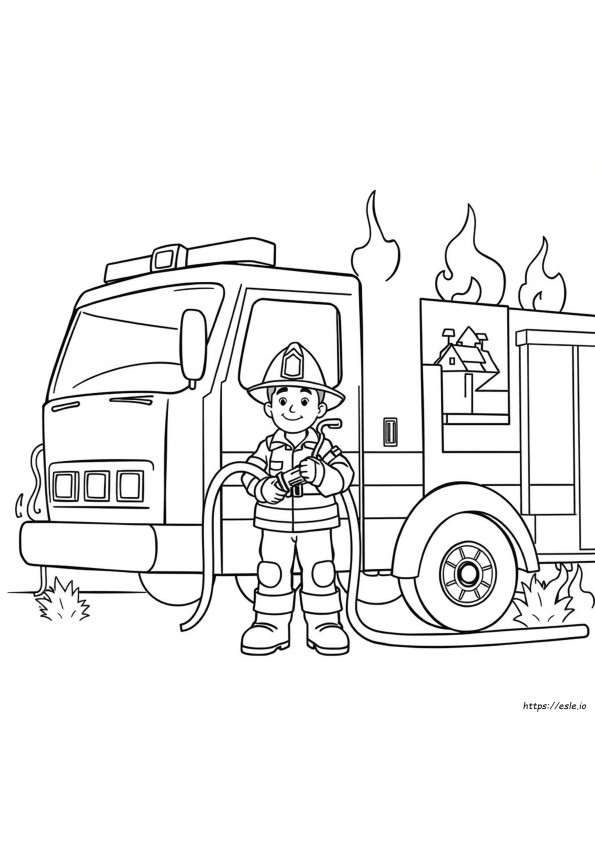 Coloring Page Of A Firefighter