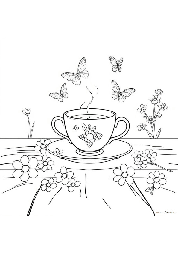 Printable Tea Cups Coloring Pages