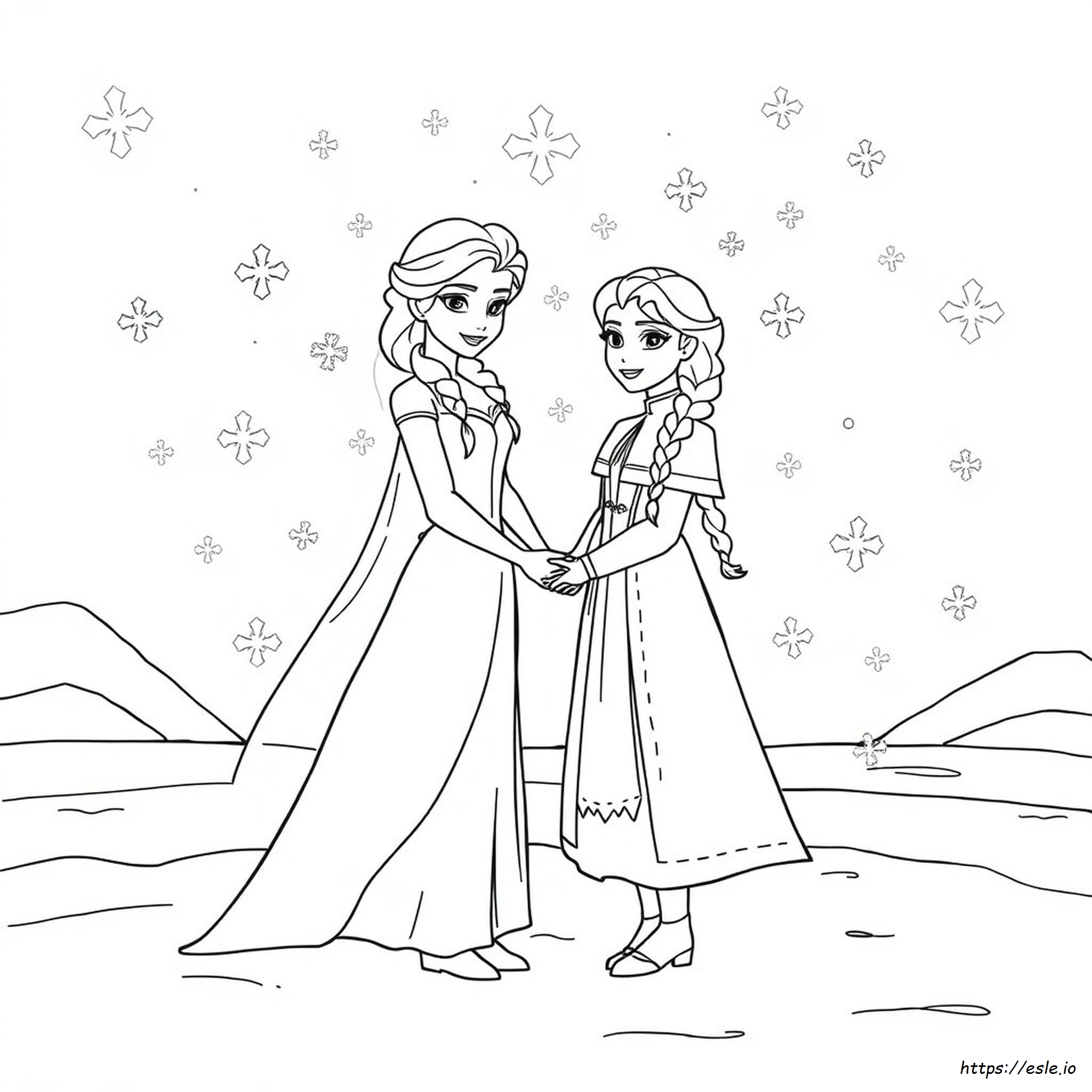 Coloriages Elsa Et Anna Gratuits