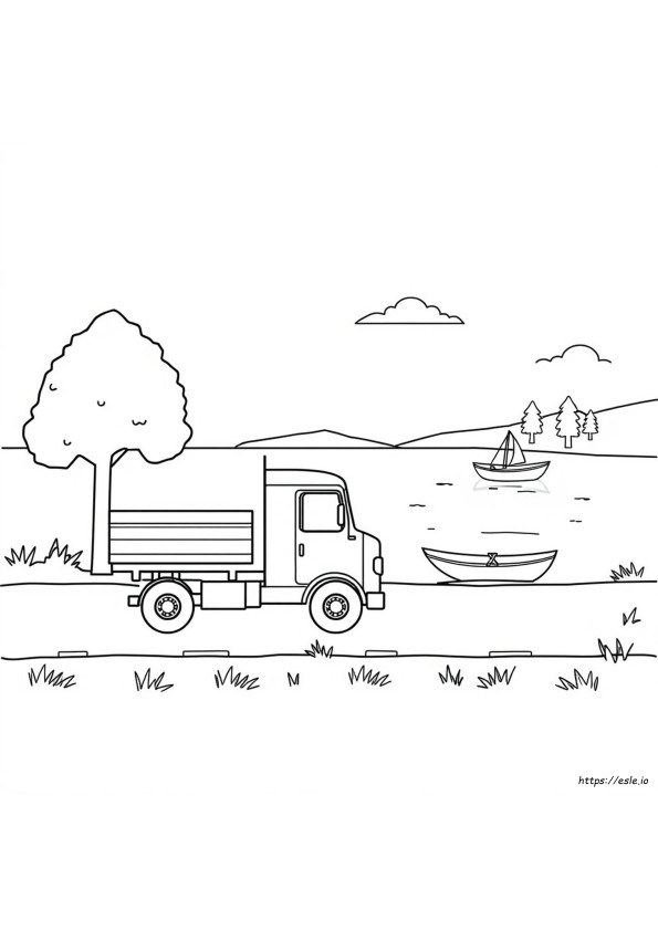 Truck And Boat Coloring Pages