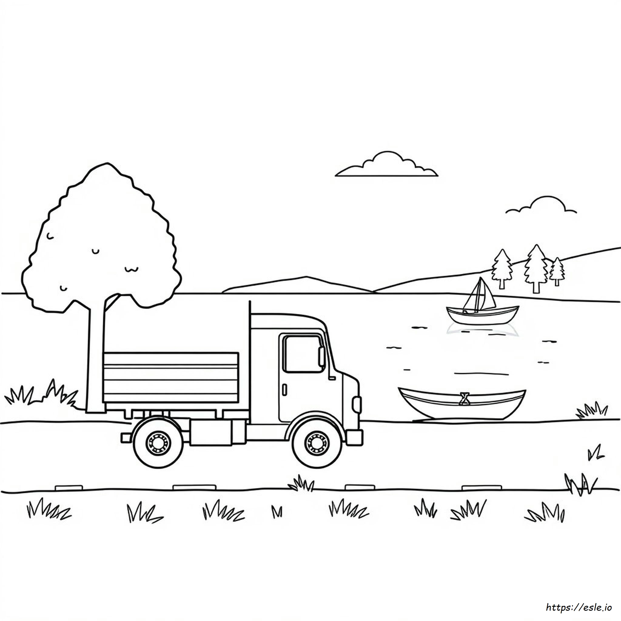 Coloriage Camion Et Bateau
