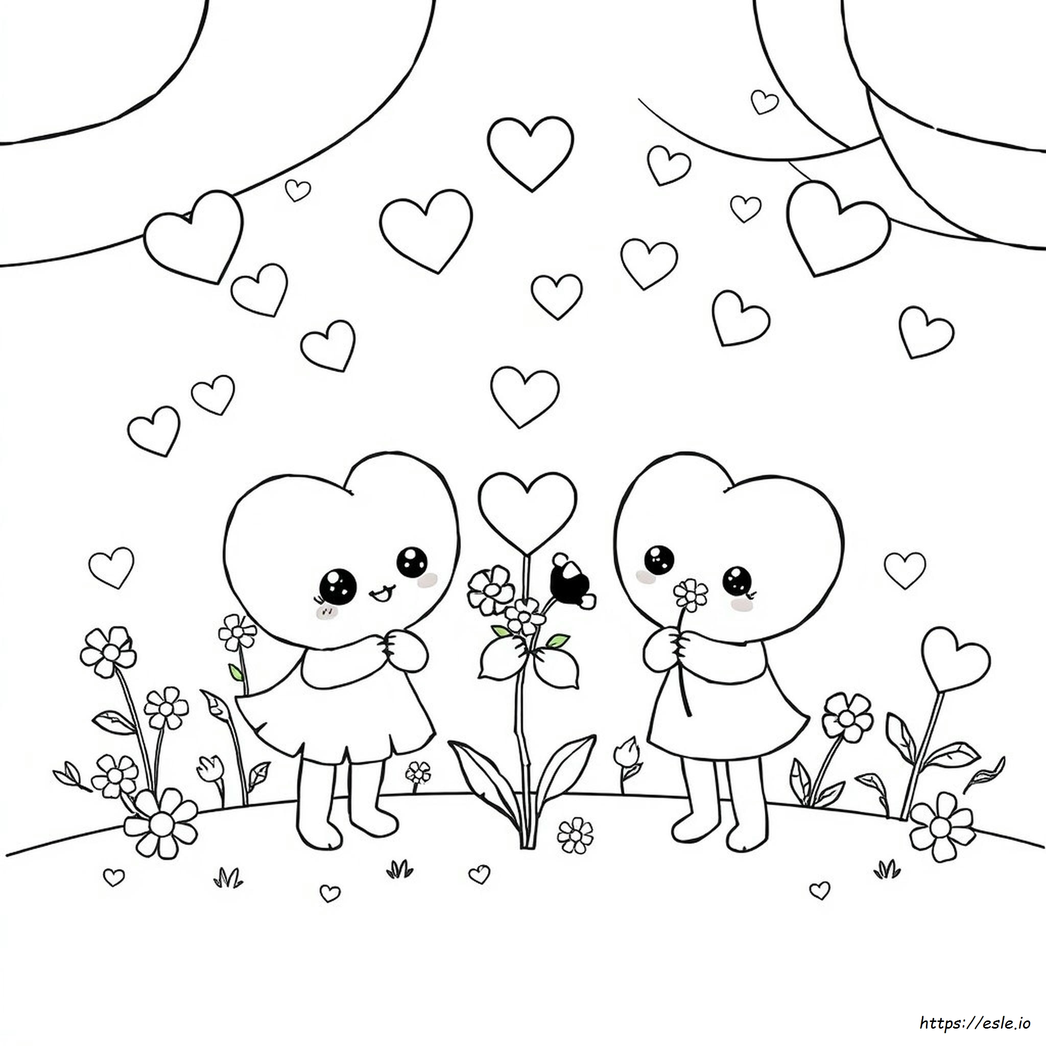 Coloriages Kawaii Saint-Valentin