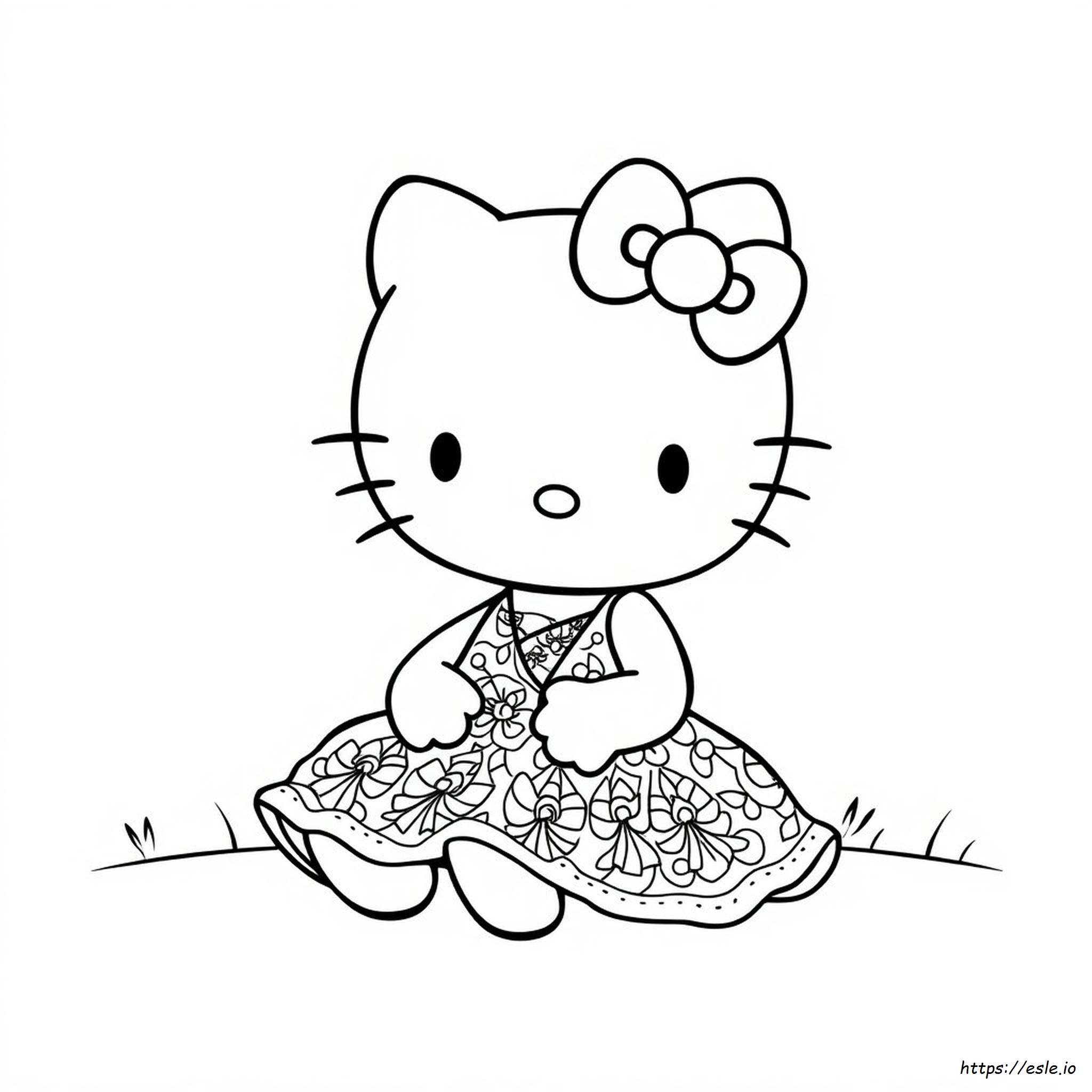 Hello Kitty Dress Coloring Page