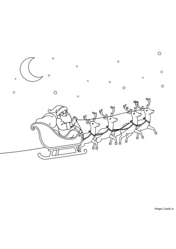 Santa Claus On Sleigh Coloring Pages