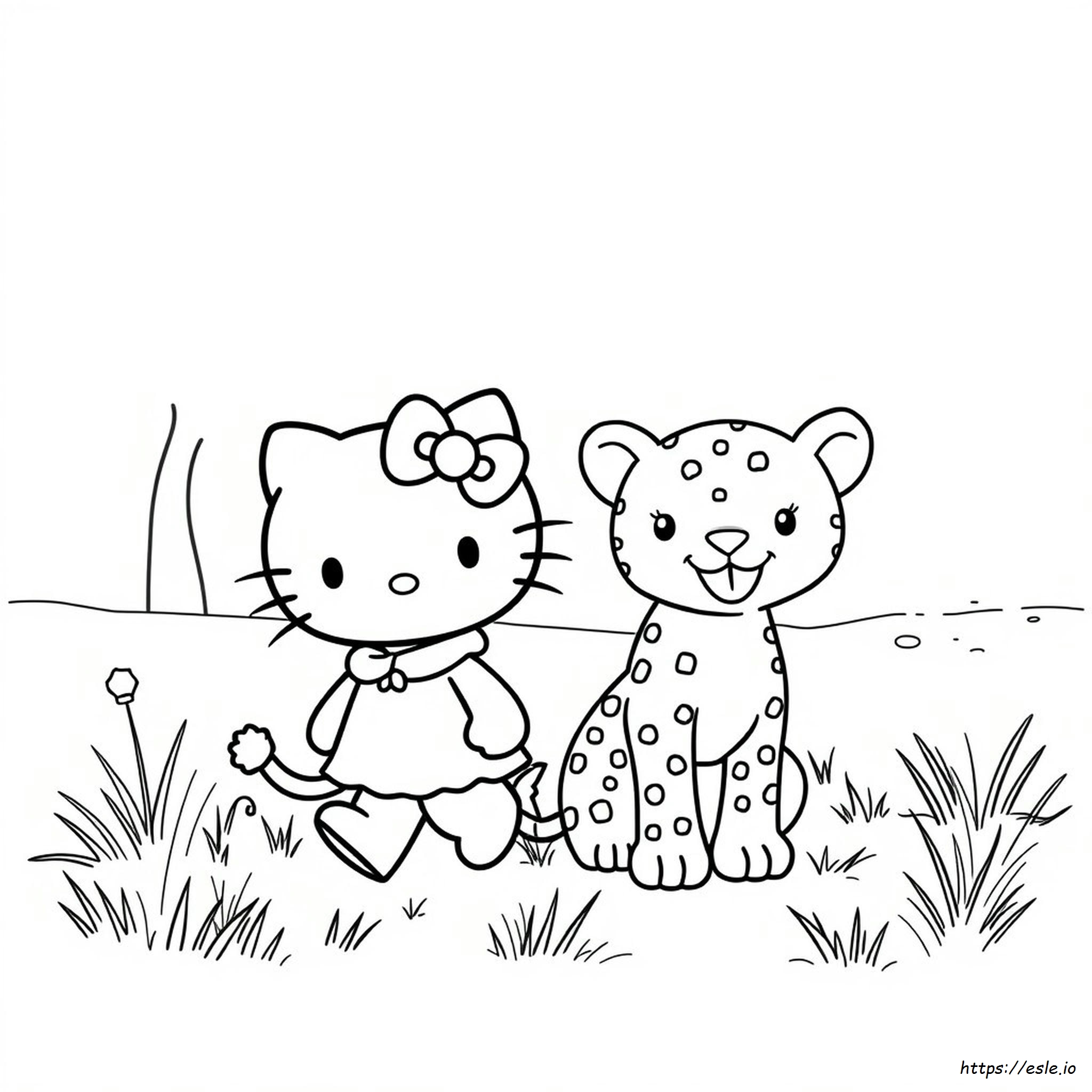 Hello Kitty Cheetah Coloring Page