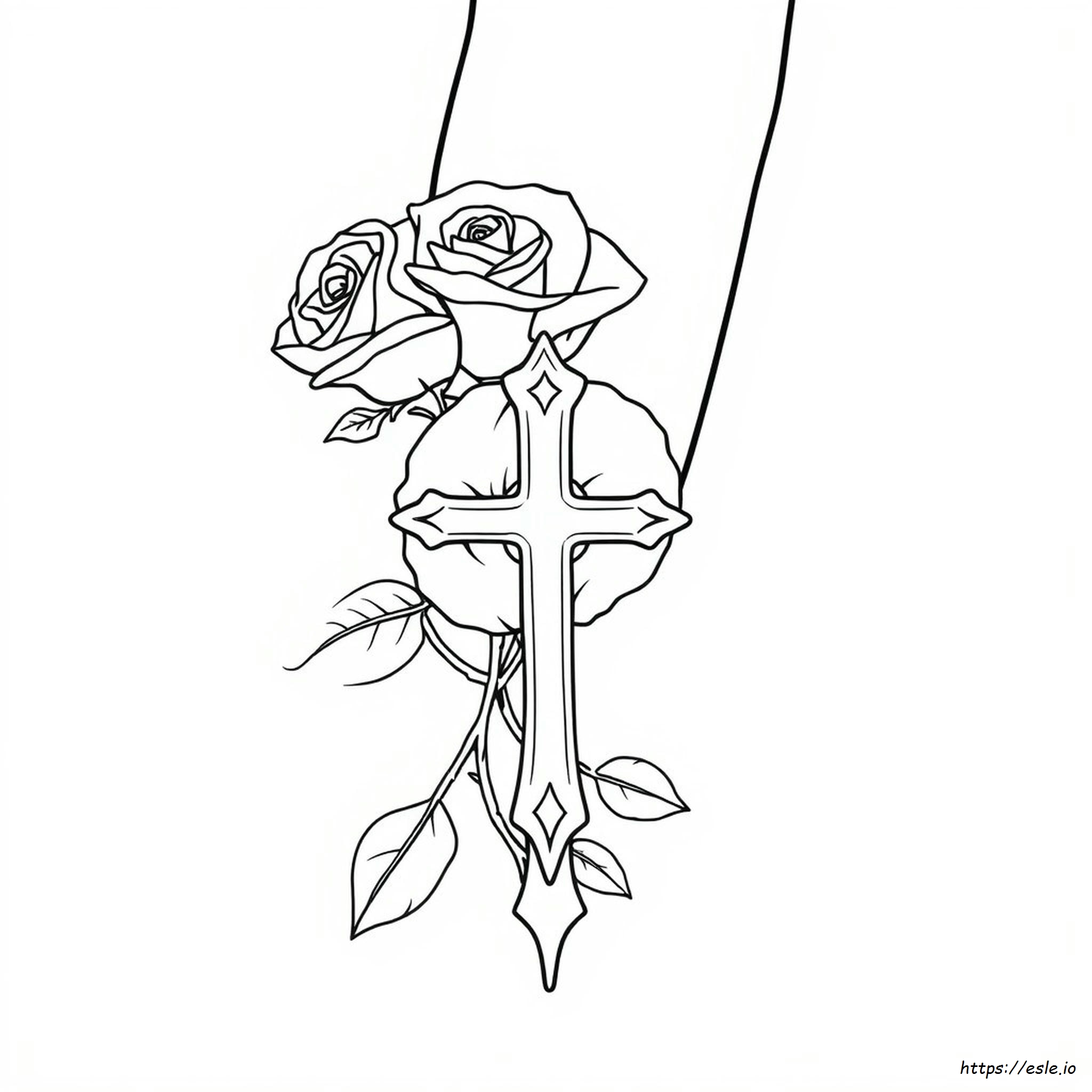 Tattoo Coloring Pages Rose And Cross