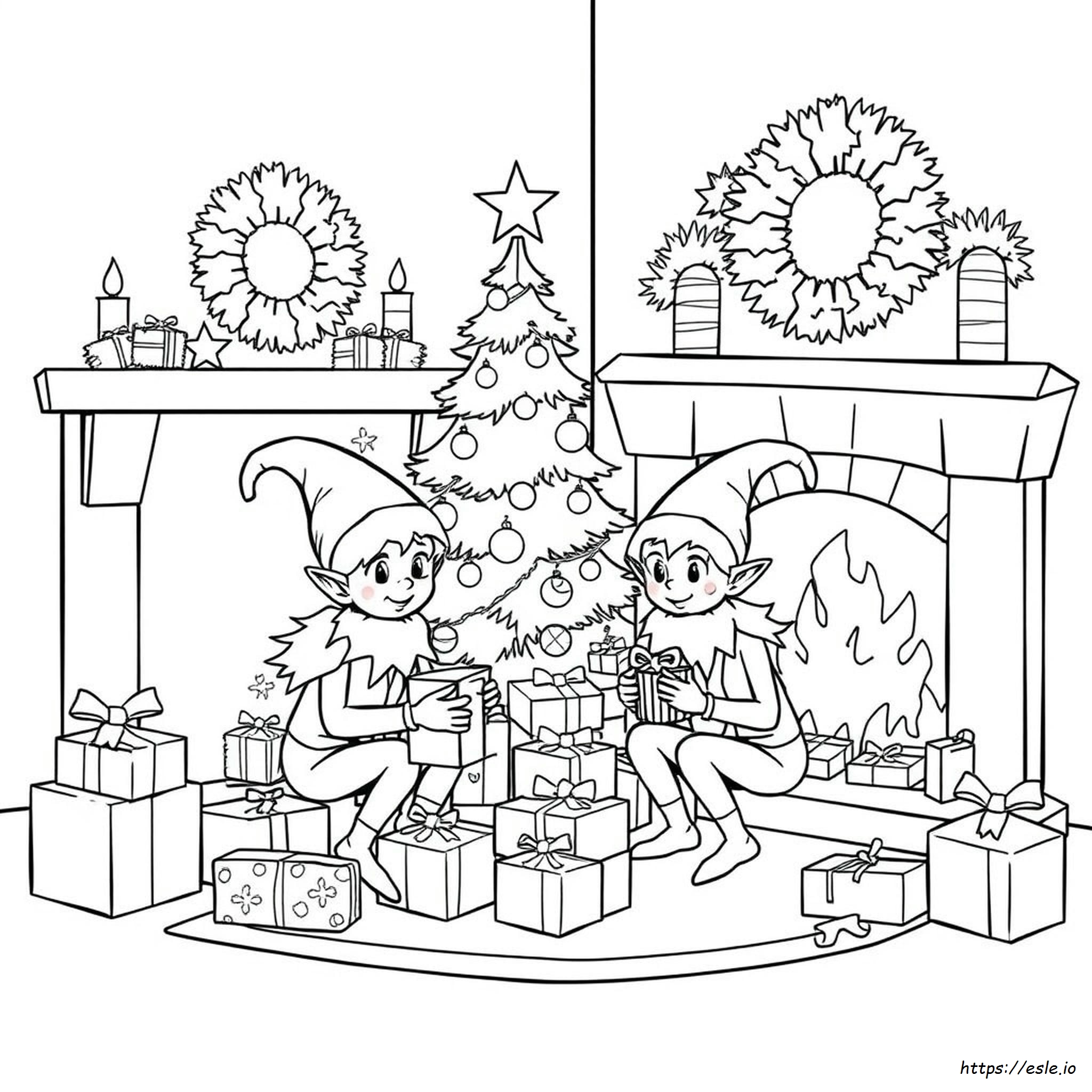Christmas Elf Coloring Pages Free